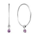 Серьги-конго из серебра с натуральным аметистом родированные (2 в 1) - диаметр 3 см