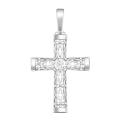 Подвеска из серебра с фианитом родированная - Крест