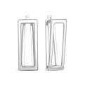 Серьги в форме прямоугольника из серебра родированные