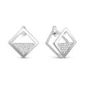 Серьги женские из серебра с фианитами родированные - Ромбы