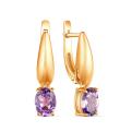 Серьги женские из золочёного серебра с фиолетовым аметистом