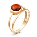 Кольцо из золочёного серебра с натуральным янтарём