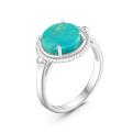 Кольцо женское из серебра с натуральной бирюзой родированное