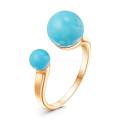 Кольцо разъёмное из золочёного серебра с натуральной бирюзой