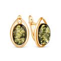 Серьги из золочёного серебра с натуральным прессованным янтарём