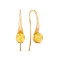 Серьги на петле из золочёного серебра с натуральным прессованным янтарём