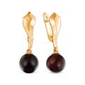 Серьги из золочёного серебра с натуральным янтарём