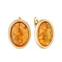 Серьги из золочёного серебра с прессованым янтарём