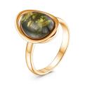 Кольцо из золочёного серебра с натуральным прессованным янтарём