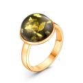 Кольцо из золочёного серебра с натуральным прессованным янтарём