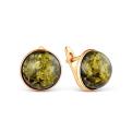 Серьги из золочёного серебра с натуральным прессованным янтарём