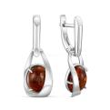 Серьги из серебра с натуральным янтарём родированные