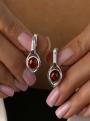 Серьги женские из серебра с натуральным янтарём родированные