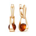 Серьги из золочёного серебра с натуральным янтарём