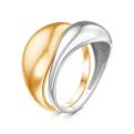 Кольцо двойное из серебра с позолотой и родированием