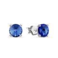 Серьги-пусеты из серебра с кристаллами премиум австрия синий родированные