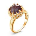 Кольцо из золочёного серебра с гидротермальным александритом и фианитами