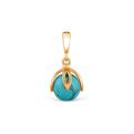 Подвеска женская из золочёного серебра с натуральной бирюзой
