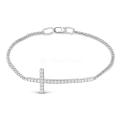 Браслет женский из серебра с фианитами родированный - Крест