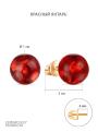 Серьги-пусеты из золочёного серебра с красным янтарём - Шар