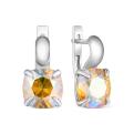 Серьги из серебра с кристаллами Премиум Австрия Сияющий желтый родированные