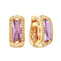 Серьги из золочёного серебра с аметистом и фианитами