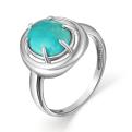 Кольцо из серебра с натуральной бирюзой родированное 