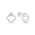 Серьги-пусеты из серебра с фианитами родированные - Клевер