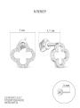 Серьги-пусеты из серебра с фианитами родированные - Клевер