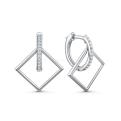 Серьги из серебра с фианитами родированные - Ромбы