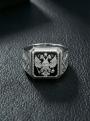 Печатка мужская из серебра с чёрным ониксом родированная