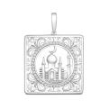 Подвеска мусульманская из серебра с и фианитами родированная