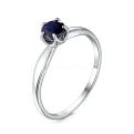 Кольцо из серебра с натуральным сапфиром родированное