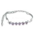 Браслет жёсткий из серебра с натуральным аметистом родированный
