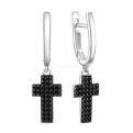 Серьги из серебра с натуральной шпинелью родированные - Кресты
