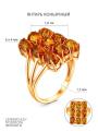 Кольцо из золочёного серебра с коньячным янтарём и фианитами