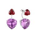 Серьги-пусеты из серебра с плавленным кварцем цвета аметист и рубин родированные