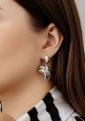 Серьги из серебра родированные - Листья