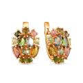 Серьги из золочёного серебра с турмалином мульти