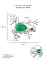 Брошь из серебра с натуральным зелёным агатом и чёрным фианитом родированная - Лягушка