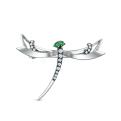 Брошь из серебра с фианитами родированная - Стрекоза