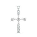 Подвеска в виде креста из серебра с фианитами родированная