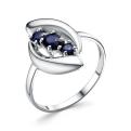 Кольцо из серебра с сапфиром родированное