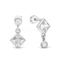 Серьги-пусеты из серебра с фианитами родированные - Ромбы