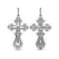 Крест из серебра родированный - 4,5 см