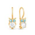 Серьги из золочёного серебра с фианитами - Совы