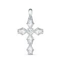 Подвеска в виде креста из серебра с фианитами родированная