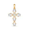 Подвеска в виде креста из золочёного серебра с фианитами