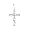 Подвеска из серебра с фианитами родированная - Крест