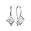 Серьги детские из серебра с фианитами родированные - Ромбы
